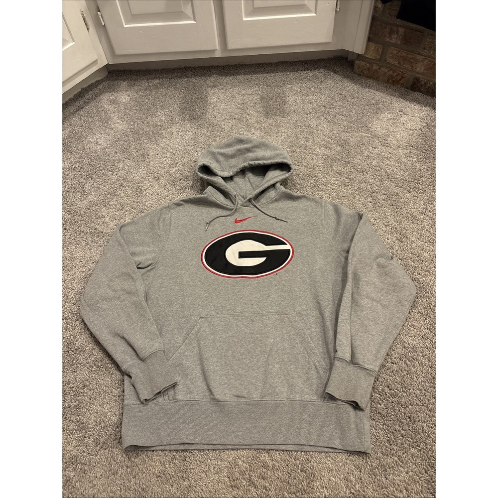 Vintage Nike University Georgia Bulldogs Hoodie Men's L Large Gray Center Swoosh